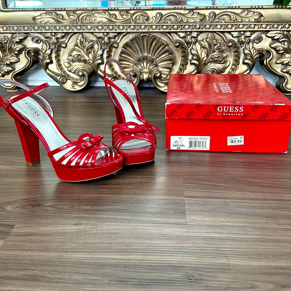 Red patent guess heels by Marciano size 8 like new. Very sexy and shiny